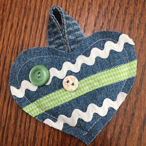 Keychain Or Ornament Denim Heart - Picture 11 of 13